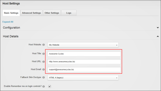Setting the Host Details