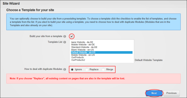 Step 2 - Choose a Template for your site
