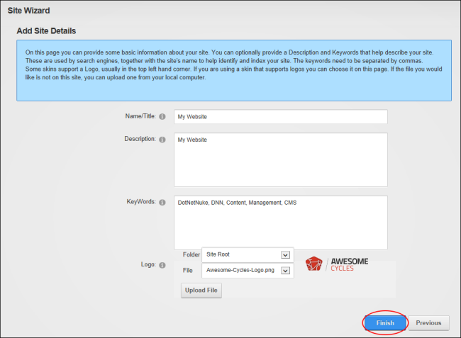 Step 5 - Add Site Details