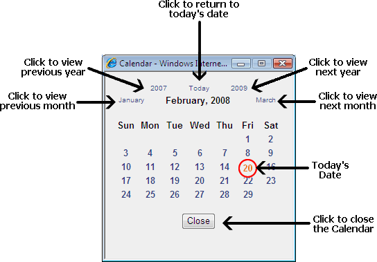Working with the calendar