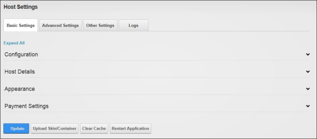 Host Settings Page