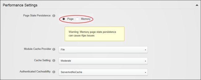 Setting page state persistence