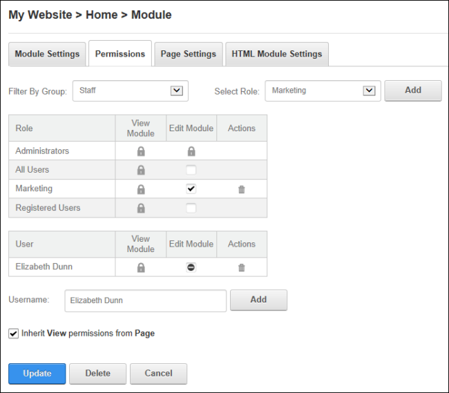 Setting module permissions