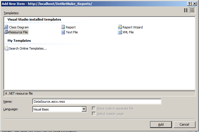 Adding a Resource File
