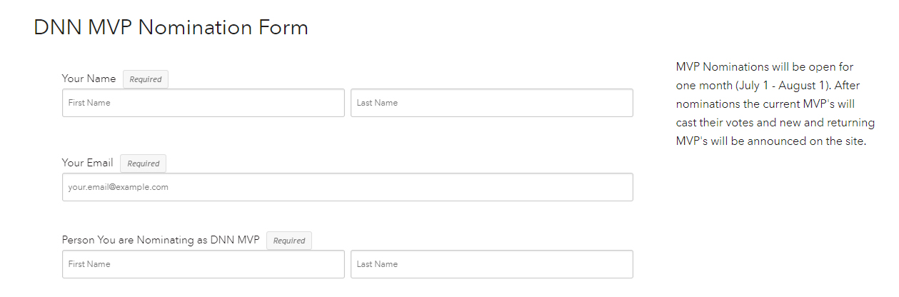 DNN MVP Nomination Form