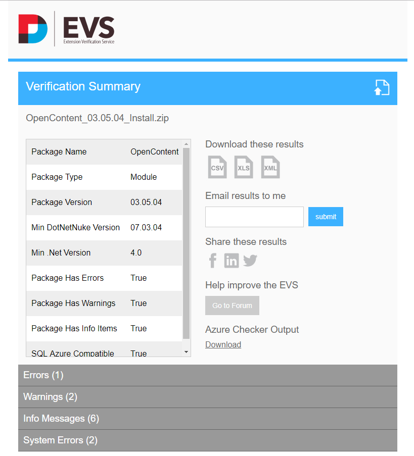 EVS screenshot