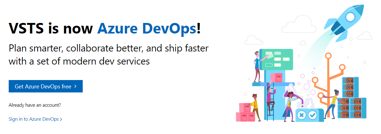 Screenshot of the new Azure DevOps website banner