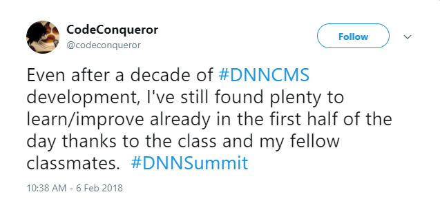 CodeConqueror enjoyed DNN Summit Training