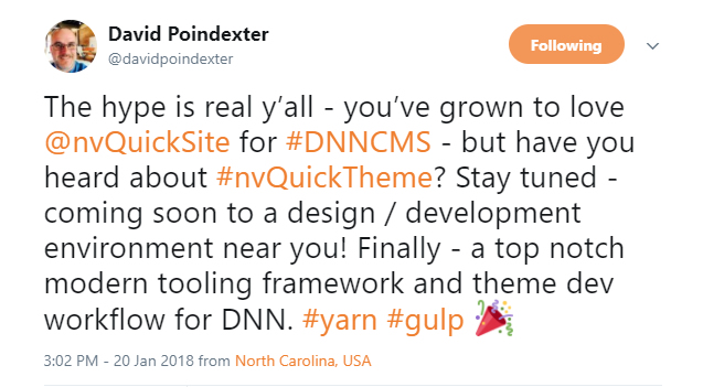 David Poindexter tweets about nvQuickTheme