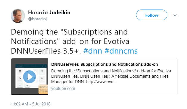 Horacio Judeikin tweeted a video showing some of Evotiva’s new functionality.