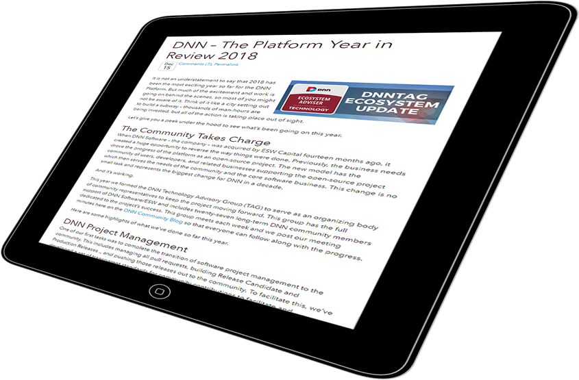Screenshot of Mitchel Sellers' blog on the The Platform Year in Review 2018