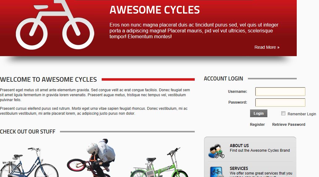 Login on Page - before