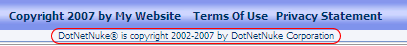 Show Copyright Credits enables in DNN 4.5