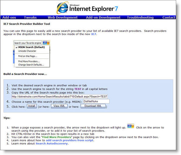 Adding a Search Provider