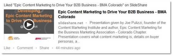 SlideShare Like in LinkedIn's Newsfeed