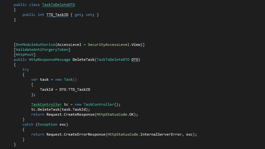 The Delete Task Controller