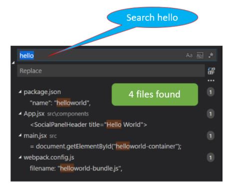 Search for Hello in files