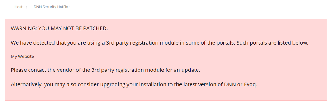 You may not be patched message 1
