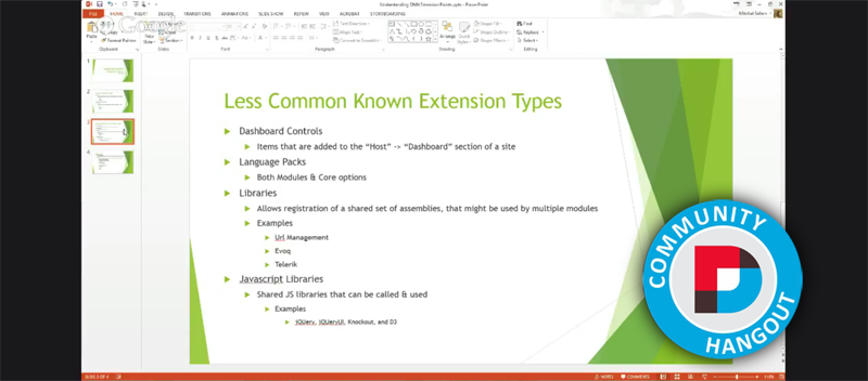 DNN Hangout July 2015: Mitchel Sellers presents all of the ways you can extend DNN