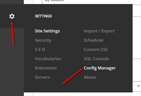 Persona Bar > Configuration Manager Persona Bar > Configuration Manager