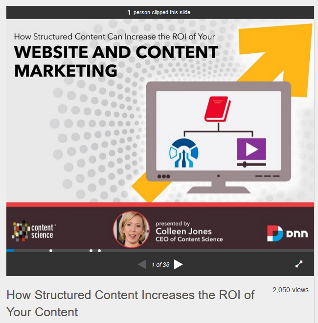 Colleen Jones' presentation on DNN's SlideShare channel