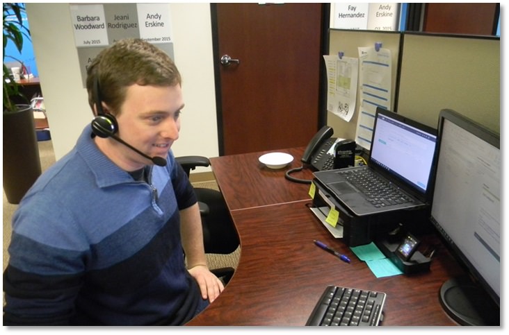 grant at desk