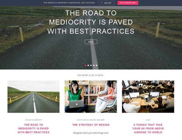 homepage for InVision's blog