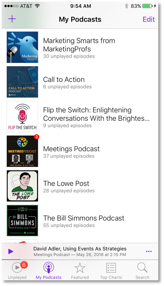 my podcast subscriptions