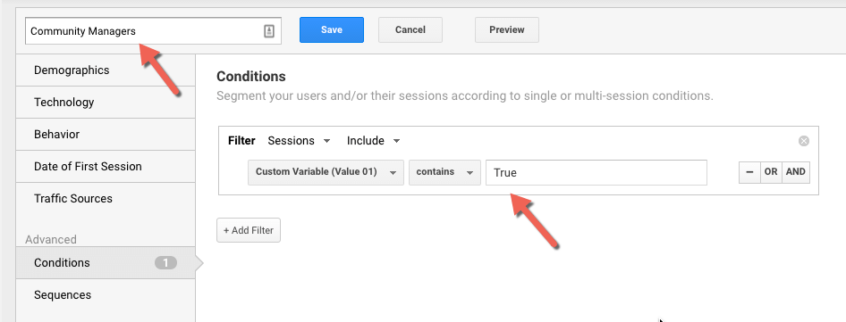 Adding Segment Rules in Google Analytics
