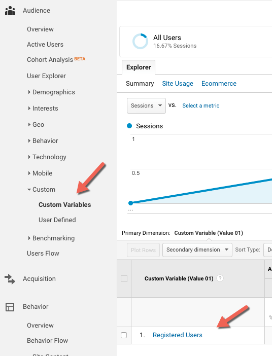 Google Analytics Custom Variables Report
