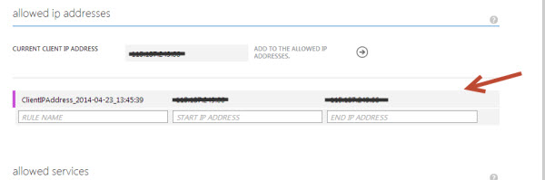 Azure SQL Database IP Address firewall