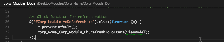 Knockout binding on refresh click