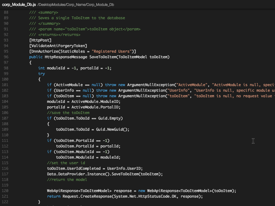 WebAPI method POST items to save to database