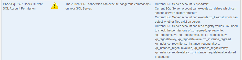 Fixing SQL Warnings displayed in Security Analyzer > DNN Corp