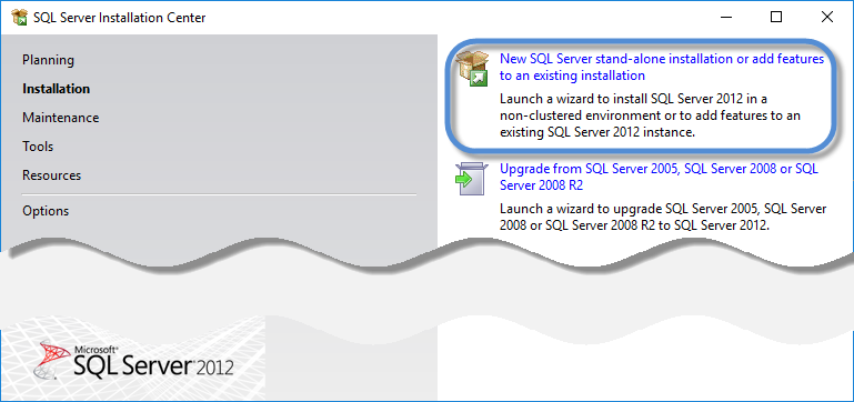 New SQL Server stand-alone installation